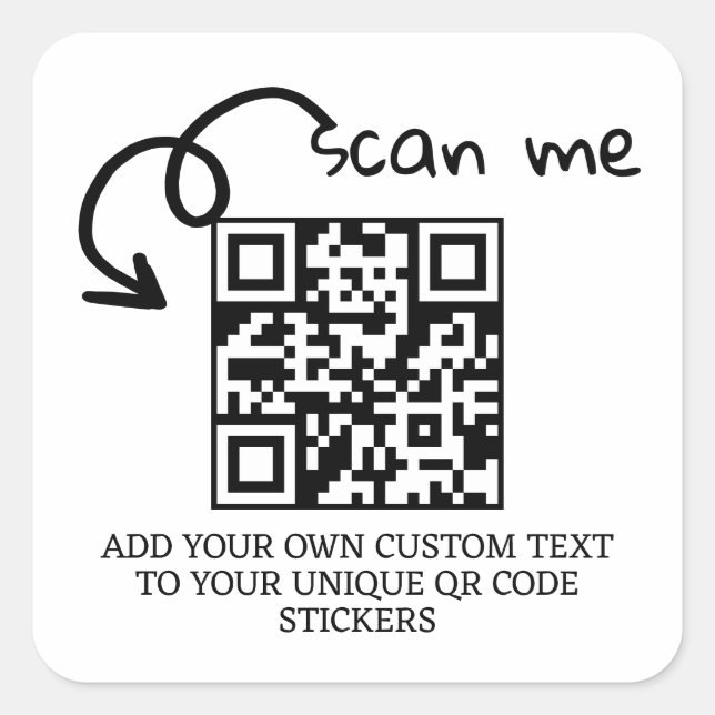 Unique QR code personalized scannable website Square Sticker (Front)