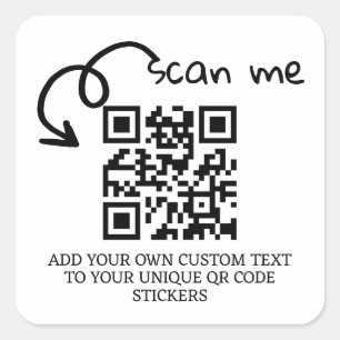 Unique QR code personalized scannable website Square Sticker