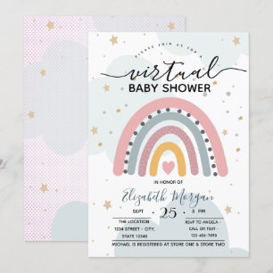 Unique Rainbow Dots Virtual Baby Shower Invitation