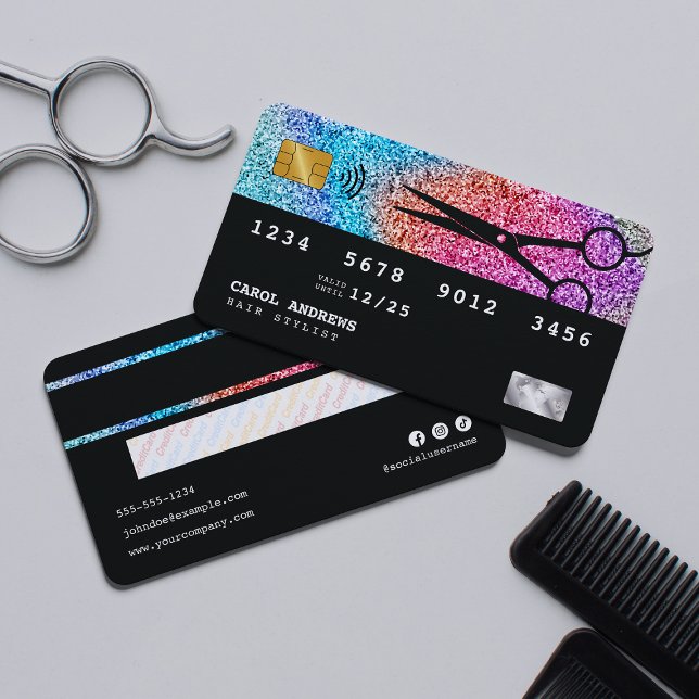 Unique Rainbow Glitter Credit Card Hair Stylists (Creator Uploaded)