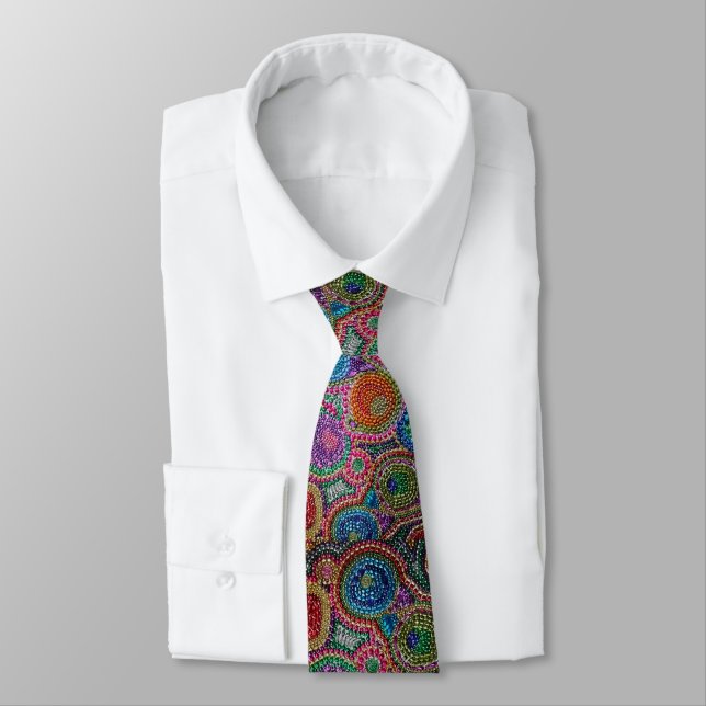 Unique Rainbow Mardi Gras Bead Neck Tie (Tied)