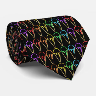 Unique Rainbow Neon Light Ice Cream Cones Pattern Tie