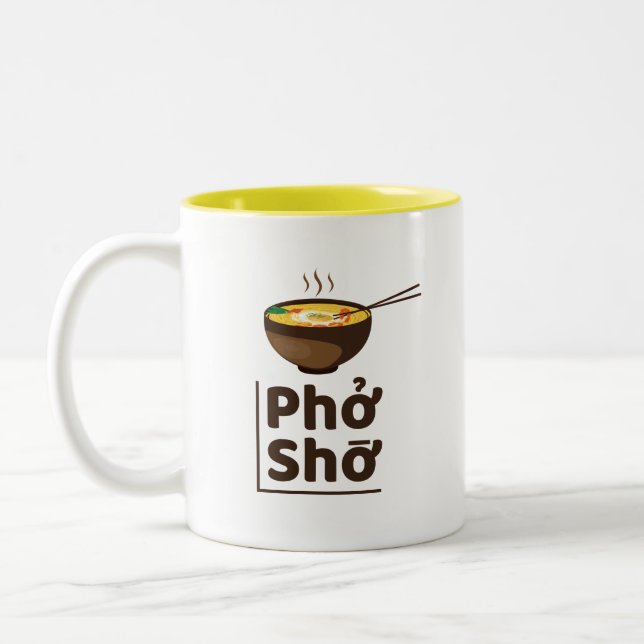 Unique Ramen Pho Sho Mug Yellow (Left)