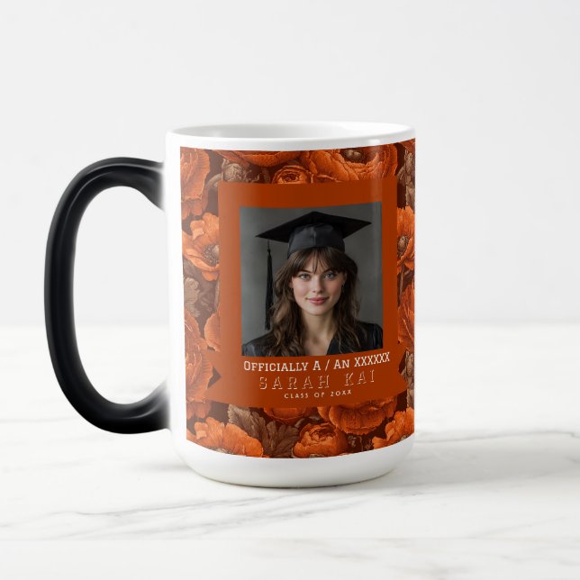Unique Ranunculus Pattern Congrat Graduate Magic Mug (Left)
