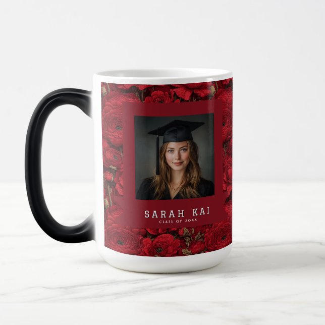 Unique Ranunculus Print Certified Pharmacist Magic Mug (Left)