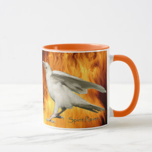 Unique Rare White Raven Photo & Flames Mug