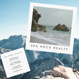 Unique Real Estate Agent Rocks Ocean Beach Photo  Square Business Card