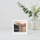 Unique Real Estate Agent Rocks Ocean Beach Photo  Square Business Card (Standing Front)