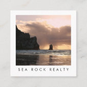Unique Real Estate Agent Rocks Ocean Beach Photo  Square Business Card (Front)