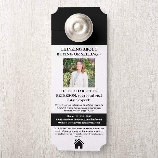 Unique Real Estate Realtor or Real Estate Agent  Door Hanger (On Knob)