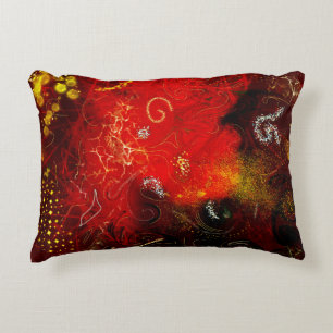 Unique red and gold luxurious feminine elegant accent pillow