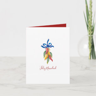Unique Red and Green Watercolor Christmas Holiday Card