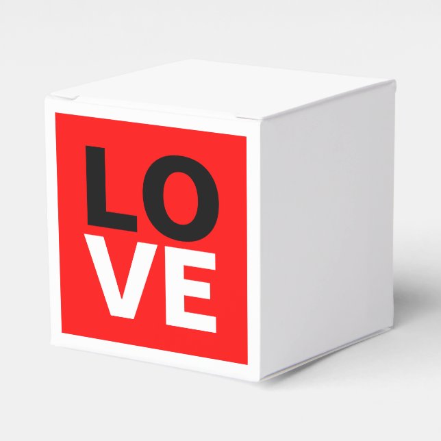 Unique Red Background Love Romance Favor Box (Front Side)