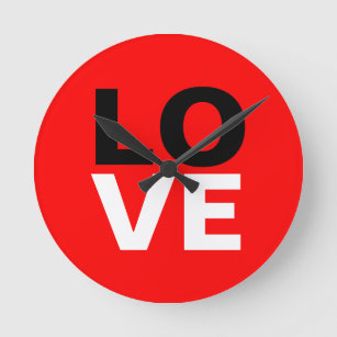 Unique Red Background Love Romance Round Clock