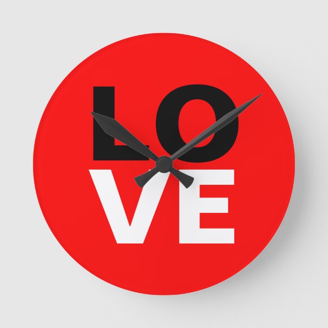 Unique Red Background Love Romance Round Clock (Front)