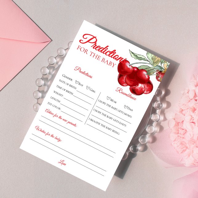 Unique Red Cherry Baby Shower Predictions Game (Creator Uploaded)