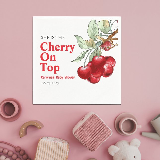 Unique Red Cherry on Top Baby shower  Napkin (Creator Uploaded)