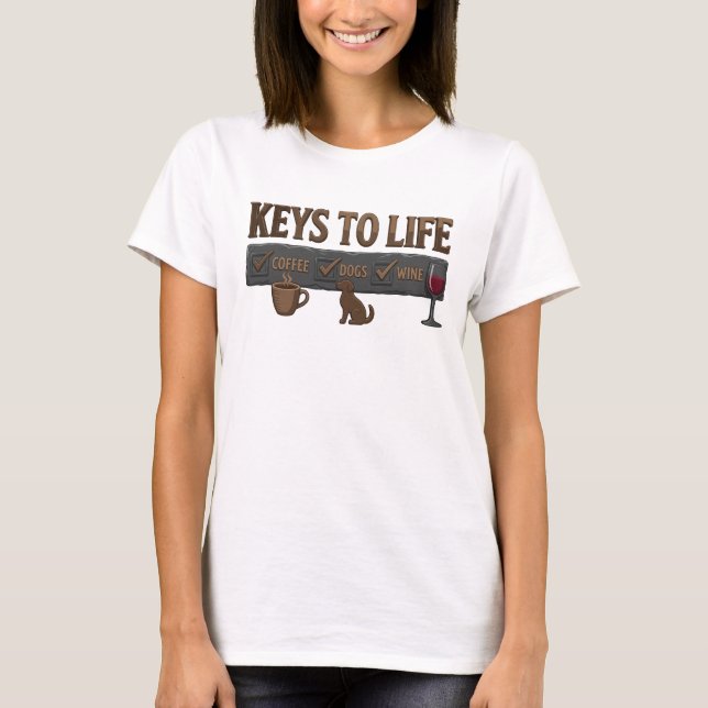 Unique Red COFFEE THEN WINE Trendy Tee (Front)