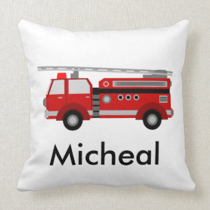 Unique red fire truck throw pillow