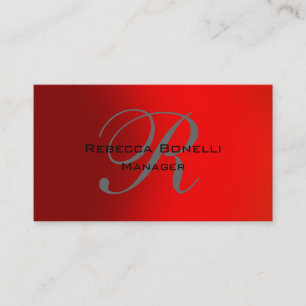 Unique Red Grey Monogram Manager Business Card