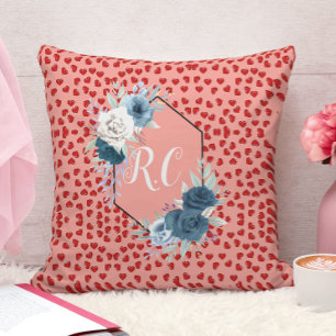 unique Red hearts on pink and pattern Custom Throw Pillow