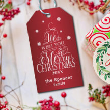 Unique, Red, Merry Christmas family greeting