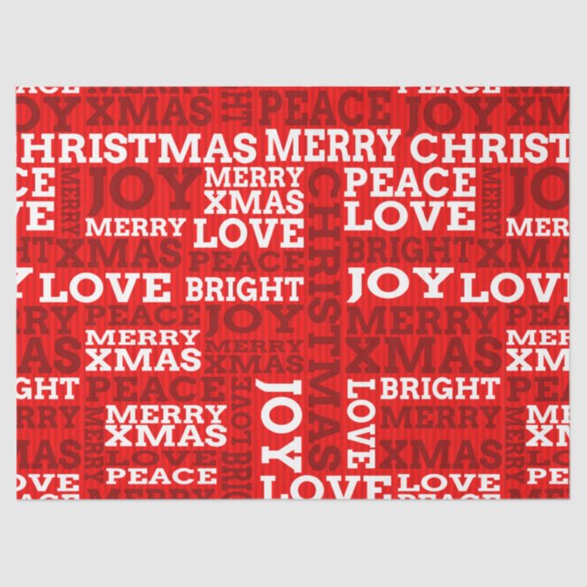 Unique Red Non-Traditional Christmas Script  Tissue Paper (Front)