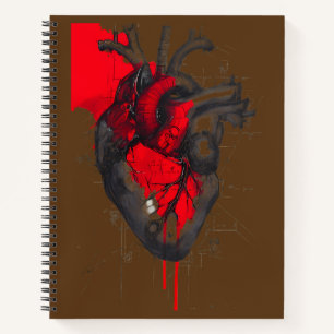 Unique Red Splatter Human Heart Notebook