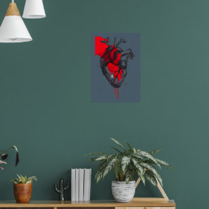 Unique Red Splatter Human Heart Poster Art