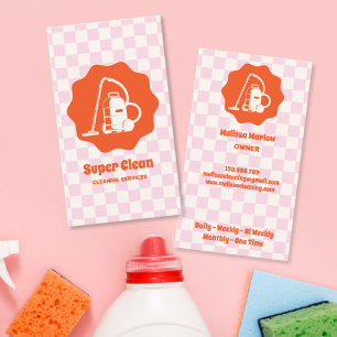 Unique Retro 70s Maid House Cleaning Services Business Card