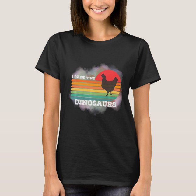 Unique Retro 70s Sunset I Raise Tiny Chickens T-Shirt (Front)