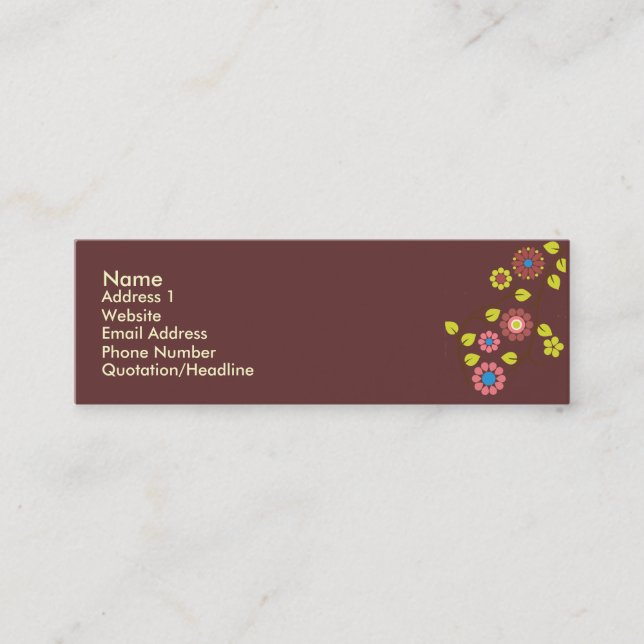 Unique Retro Flower contact Card (Front)