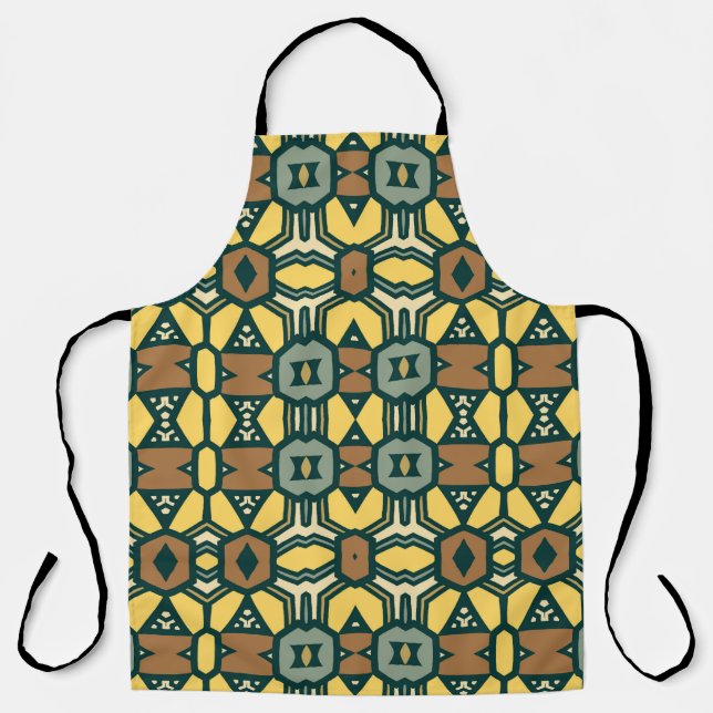 Unique retro geometrical pattern,  vintage seamles apron (Front)