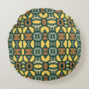 Unique retro geometrical pattern, vintage seamles round pillow