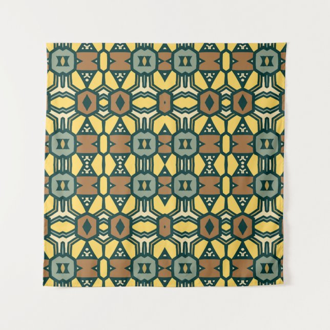 Unique retro geometrical pattern,  vintage seamles tapestry (Front)