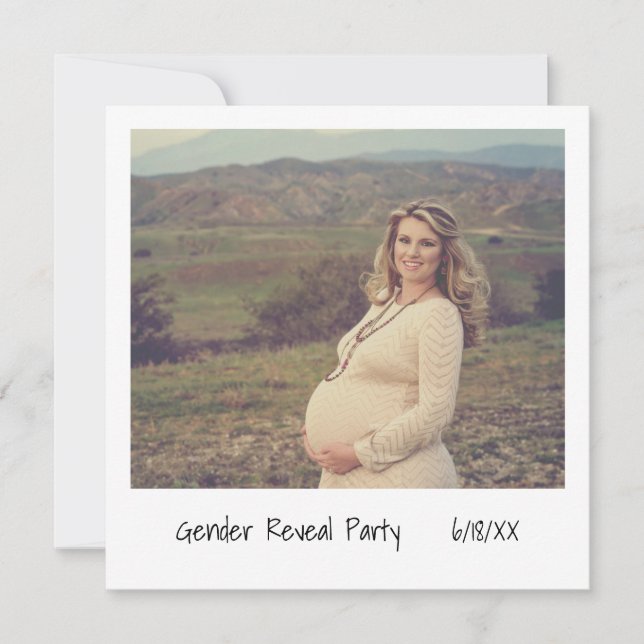 Unique Retro Instant Photo Gender Reveal Invitation (Front)
