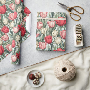 Unique Retro Tulip Wrapping Paper