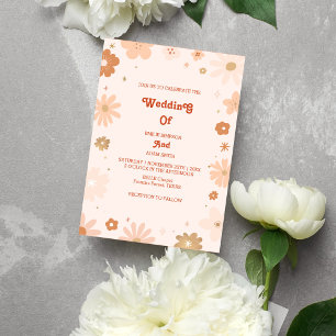 unique  retro vintage 70s wedding invitation