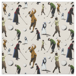 Unique Retro Vintage Men and Women Golfers Fabric