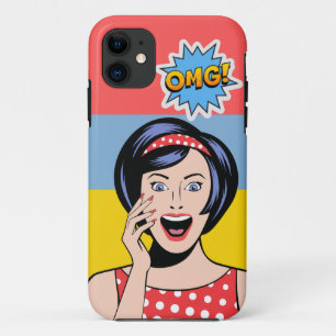Unique retro woman colourful colour block Pink iPhone 11 Case