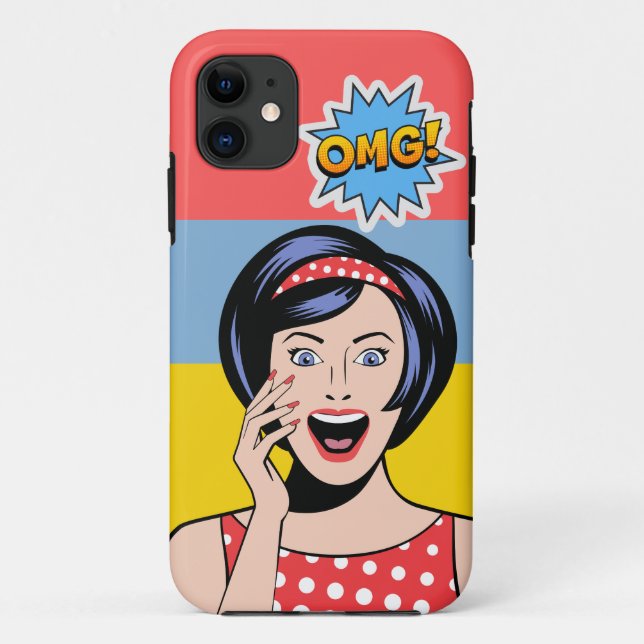 Unique retro woman colourful colour block Pink Case-Mate iPhone Case (Back)