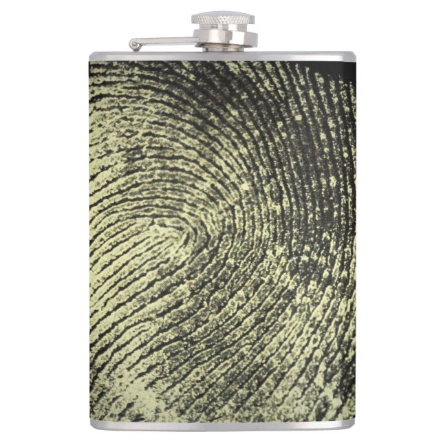 Unique Reversed Loop Fingerprint Art Hip Flask (Front)