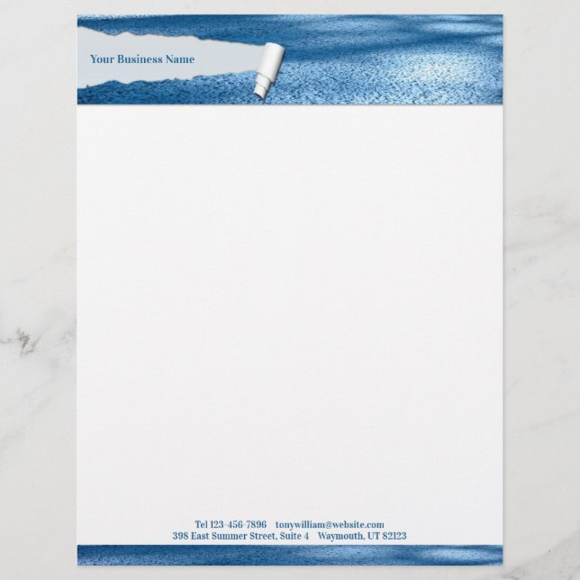 Unique Ripped Blue Letterhead (Front)