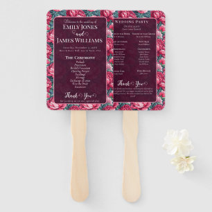 Unique Rose Inspired Summer Wedding Program Hand Fan