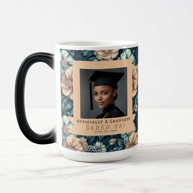 Unique Rose Print Graduation Magic Mug (Left)
