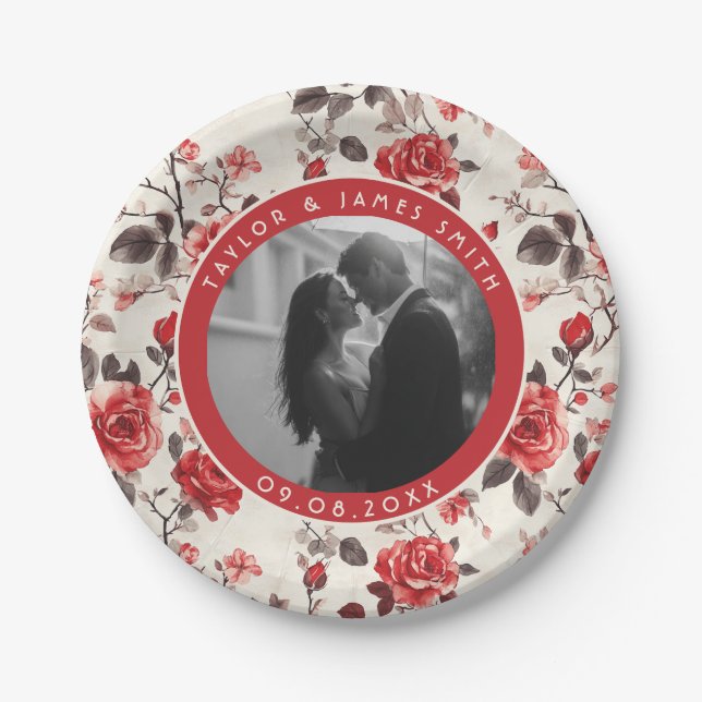 Unique Rose Wedding Plates For Bachelor Party (Front)
