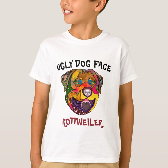 Unique Rottweiler ugly dog face T-Shirt (Front)