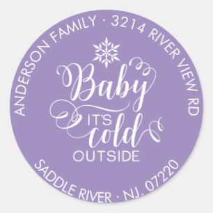 Unique Round Baby It's Cold Outside Return Address Classic Round Sticker