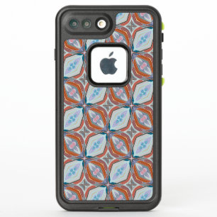 Unique Rust, Teal,Light Blue & Pink Pattern Design