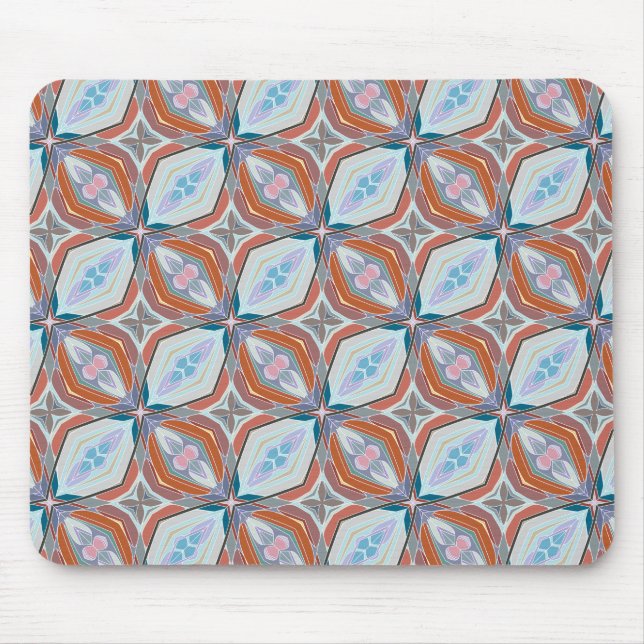 Unique Rust, Teal,Light Blue & Pink Pattern Design Mouse Pad (Front)